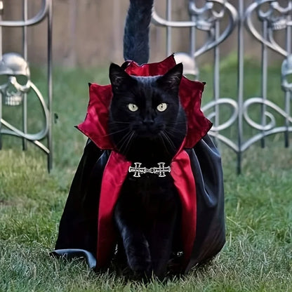 Spooky Halloween Vampire Couture for Cats Perfect Parties and Festivals Halloween Cloak Hat Festival Set Dress up Pet Clothes